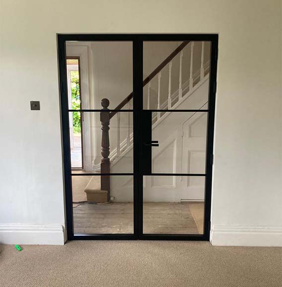 Internal steel look french doors